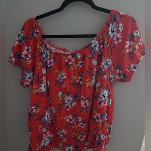 Multicolor Floral Off the Shoulder Shirt